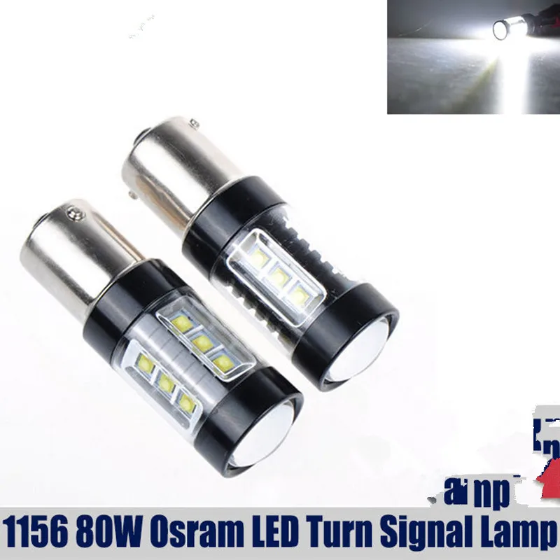 

Free Shipping 2pcs 80W 1156 BA15S Epistar/Cree Chip LED Car Tail Turn Backup Reverse Light Bulb Lamp White Vehicle LED Lighting
