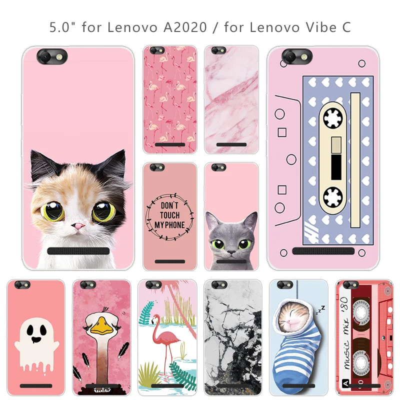 Роскошный чехол для Lenovo A2020 из ТПУ и геля Vibe C A2020a40 розовый мягкий силиконовый