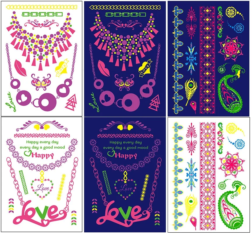 Wholesale Waterproof tattoo Decal Fluorescent Tattoo EG body art Bar Glowing Flower Leaves Flash Tattoo Bracelets tattoo 500pcs
Wholesale Waterproof tattoo Decal Fluorescent Tattoo EG body art Bar Glowing Flower Leaves Flash Tattoo Bracelets tattoo 500pcs