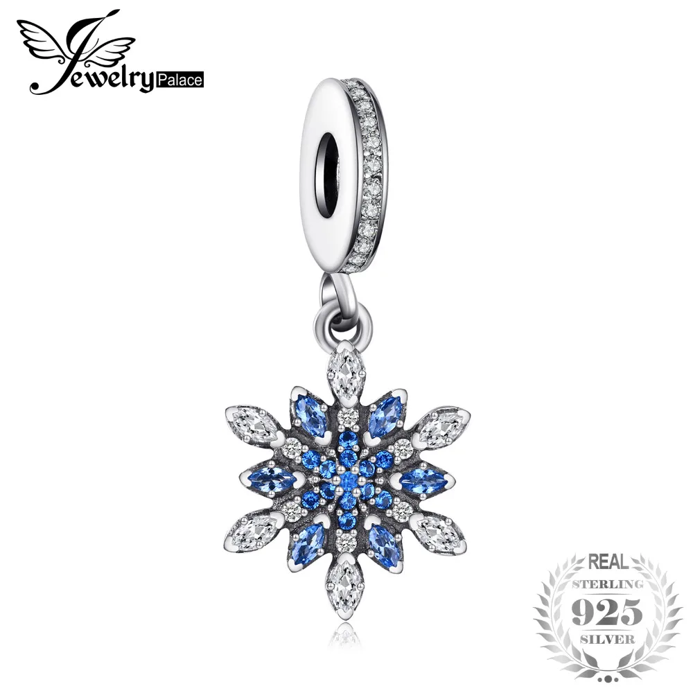 Jewelrypalace 925 пробы серебро Froast цветок создан Синий Nano Серьги Подвески-шармы