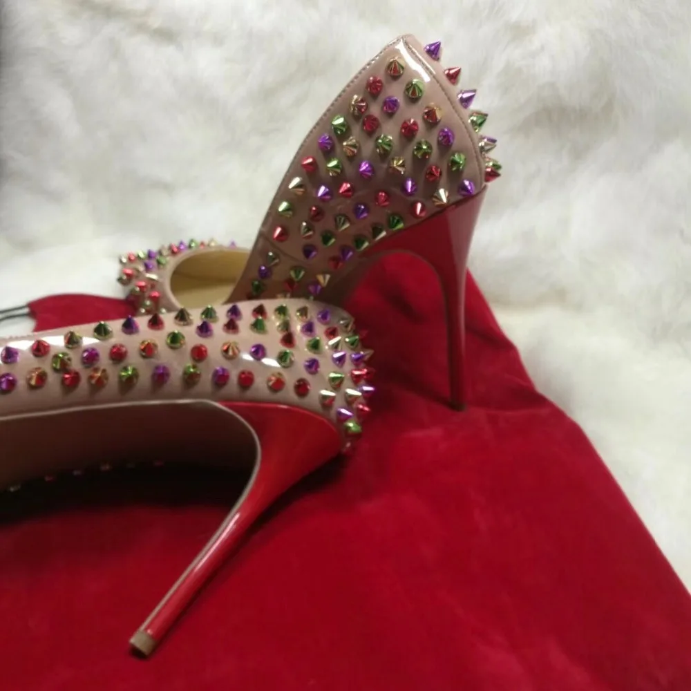 Free shipping fashion women Pumps Nude patent Leather studded multi spikes point toe high heels 12cm 10cm 8cm party shoes
Free shipping fashion women Pumps Nude patent Leather studded multi spikes point toe high heels 12cm 10cm 8cm party shoes