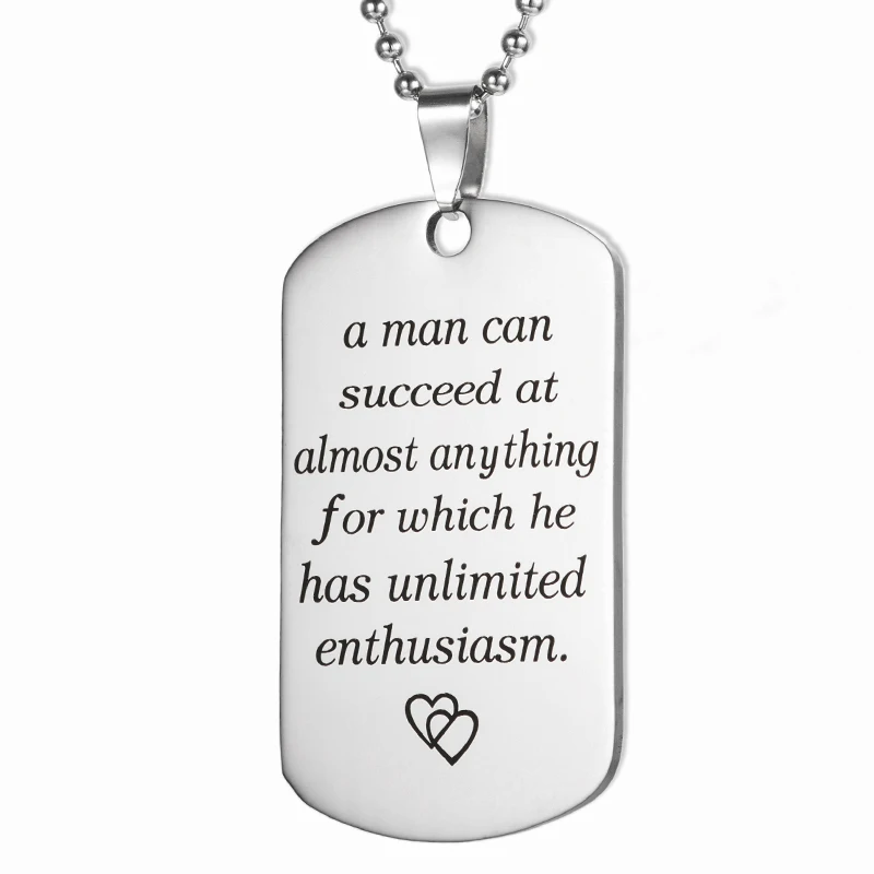 Caxybb brand Titanium steel engraved word dog tag pendant women Military Stainless Steel necklaces statement necklace
Caxybb brand Titanium steel engraved word dog tag pendant women Military Stainless Steel necklaces statement necklace