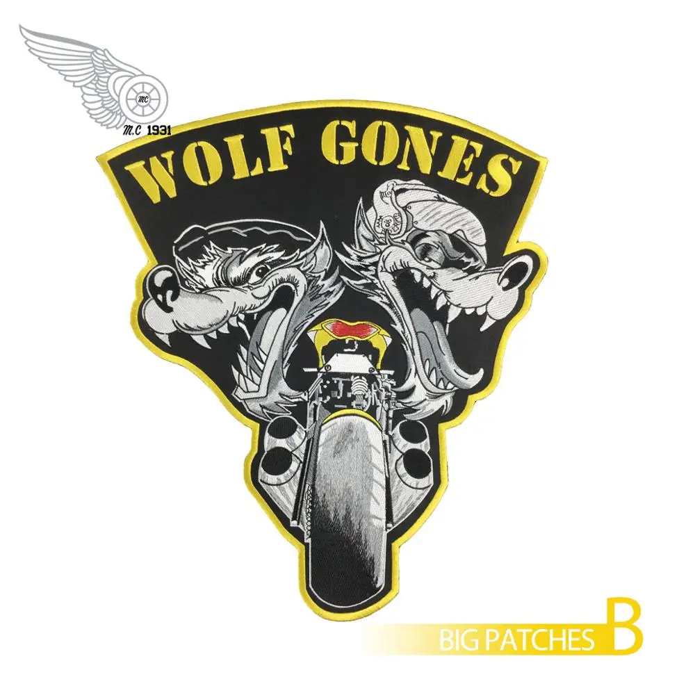 Вышитые патчи Lone wolf gones железные на заказ байкерские для мотоцикла украшение