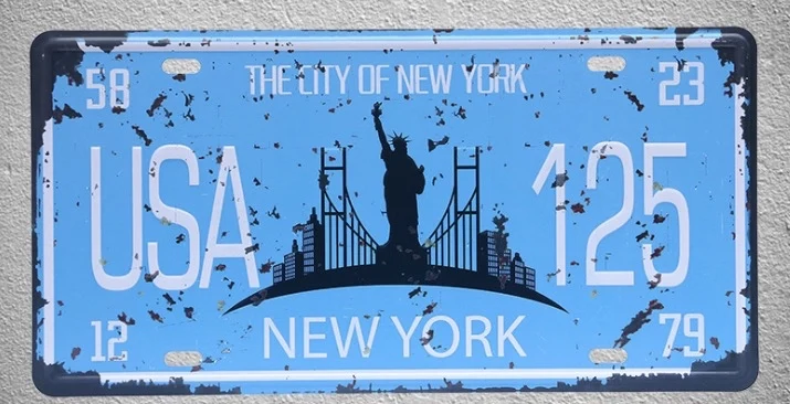1 pc New York city US car license USA American plaques shop store Tin Plates Signs wall Decoration Metal Art Vintage Poster
1 pc New York city US car license USA American plaques shop store Tin Plates Signs wall Decoration Metal Art Vintage Poster