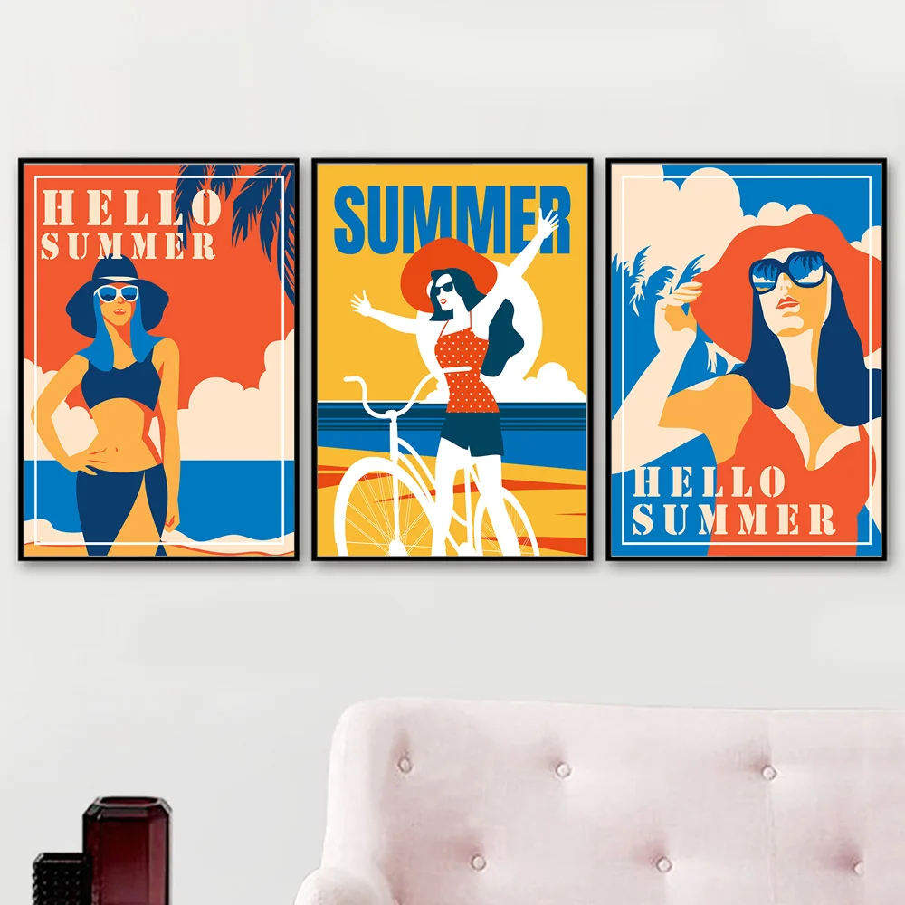 Cartoon Swimwear Girl Hello Summer Nordic Posters And Prints Wall Art Canvas Painting Kids Wall Pictures for Living Room Decor
Cartoon Swimwear Girl Hello Summer Nordic Posters And Prints Wall Art Canvas Painting Kids Wall Pictures for Living Room Decor