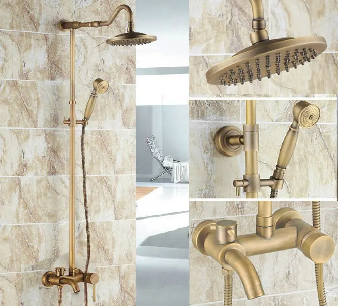 Vintage Retro Antique Brass Single Handle Lever Bathroom 8 Inch Round Rain Shower Faucet Set Tub Mixer Tap Hand Shower mrs225
Vintage Retro Antique Brass Single Handle Lever Bathroom 8 Inch Round Rain Shower Faucet Set Tub Mixer Tap Hand Shower mrs225