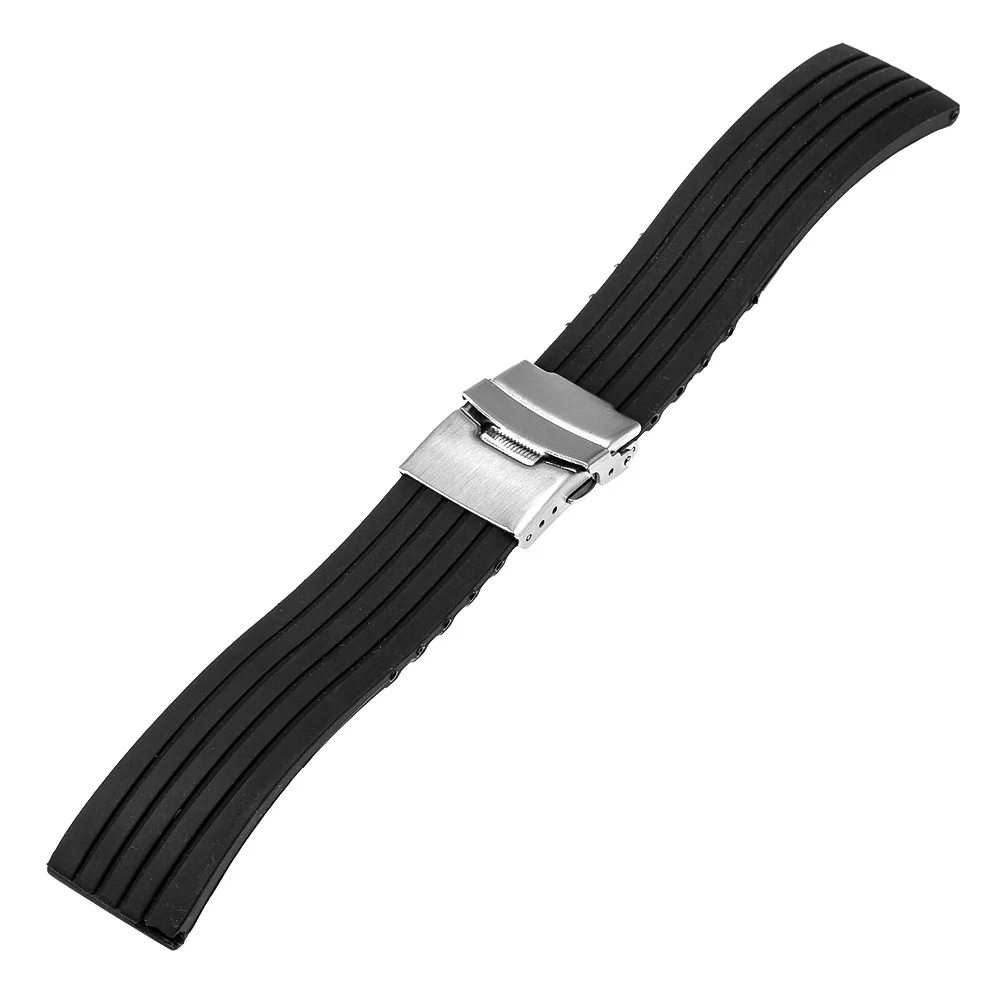 Ремешок силиконовый для часов Asus Zenwatch 1 2 22 мм резиновый черный браслет LG G Watch W100 / R