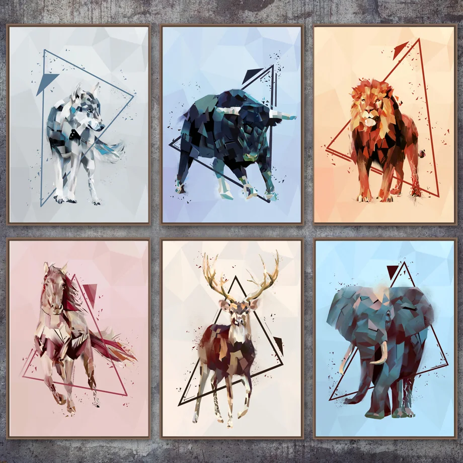 Geometry Elephant Lion Wolf Bear Deer Nordic Posters And Prints Wall Art Canvas Painting Wall Pictures For Living Room Decor
Geometry Elephant Lion Wolf Bear Deer Nordic Posters And Prints Wall Art Canvas Painting Wall Pictures For Living Room Decor