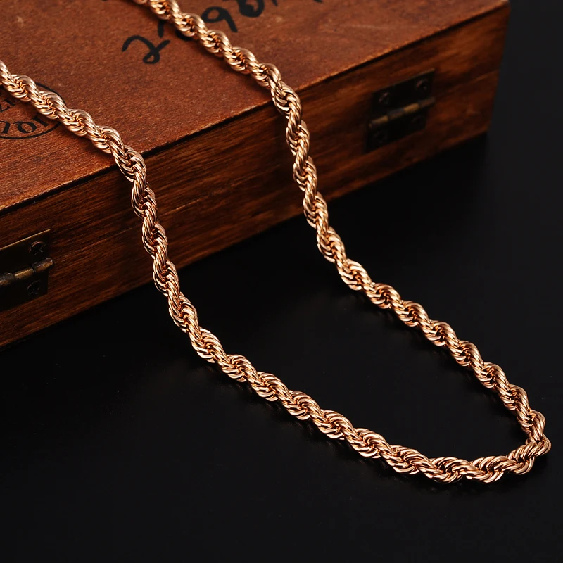 Bangrui Rose Gold Rope Chains For Men Necklace Trendy Men Jewelry Twisted Singapore Chain Venitien Chain Women Necklace
Bangrui Rose Gold Rope Chains For Men Necklace Trendy Men Jewelry Twisted Singapore Chain Venitien Chain Women Necklace