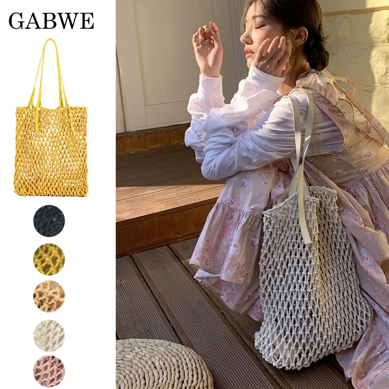 GABWE Capacity Net Shopping Bags Cotton Rope Shoulder Bags Weave Knitting Handbag Hollow Out Summer Beach Bags Cheap Straw Bags
GABWE Capacity Net Shopping Bags Cotton Rope Shoulder Bags Weave Knitting Handbag Hollow Out Summer Beach Bags Cheap Straw Bags