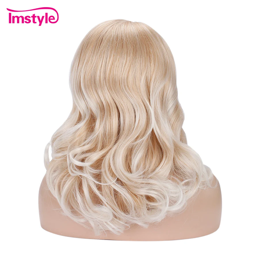 Imstyle блонд Омбре белые парики для женщин короткие волнистые синтетические
