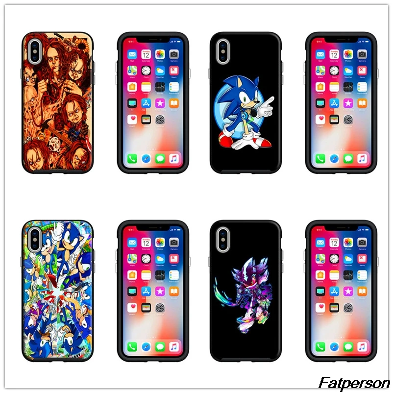 Соник Ежик черный мягкий Силиконовый ТПУ чехол для телефона Apple iPhone X 8 8plus 7 7plus 6
