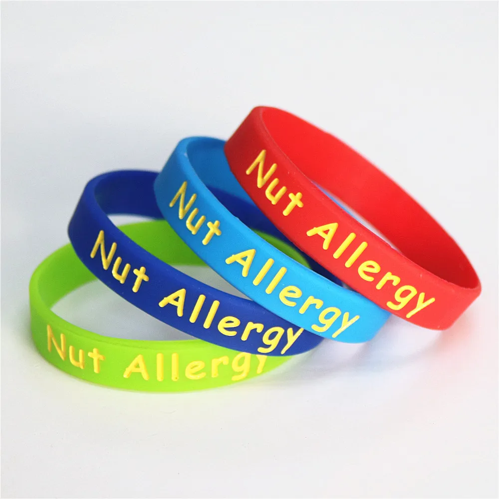 4PCS/lot Medical Alert Nut Allergy Silicone Wristband Adults Size Green Red Blue Armband Rubber Braceets&Bangles Gifts SH110A
4PCS/lot Medical Alert Nut Allergy Silicone Wristband Adults Size Green Red Blue Armband Rubber Braceets&Bangles Gifts SH110A
