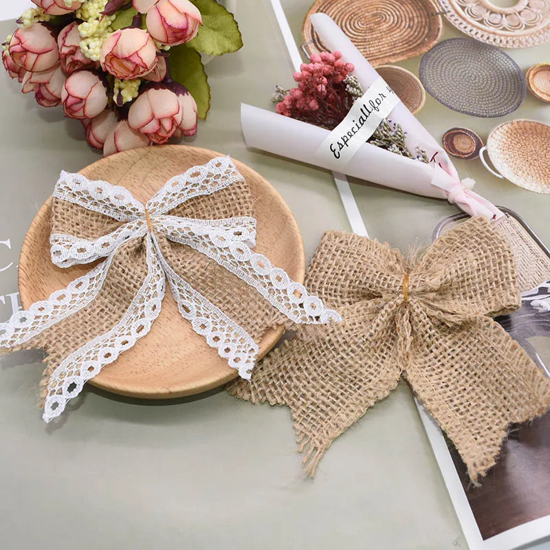 5/10Pcs Natural Jute Burlap Hessian Bow Lace Rustic Wedding Chrastimas Decoration Hat Accessories DIY Craft Party Decor Bowknot
5/10Pcs Natural Jute Burlap Hessian Bow Lace Rustic Wedding Chrastimas Decoration Hat Accessories DIY Craft Party Decor Bowknot