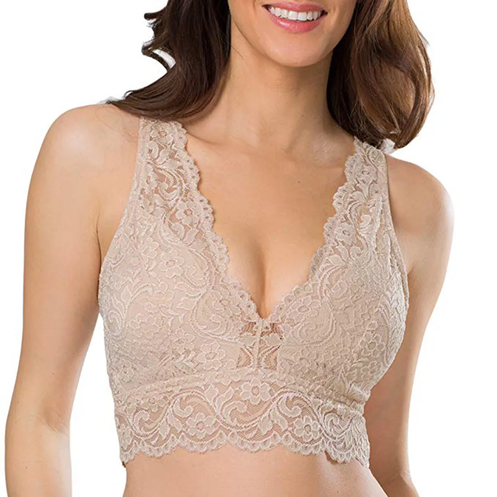 Бюстгальтер пуш ап Bralette размера плюс кружевной бюстгальтер с цветочным принтом