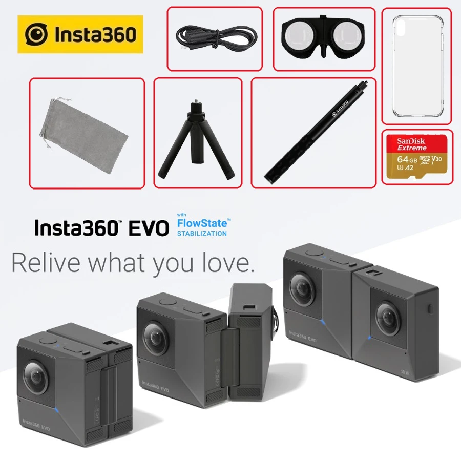Insta360 EVO VR 3D панорамная камера 5 7 K видео Insta 360 для iPhone XS Max XR X 8 6 Plus huawei Xiaomi