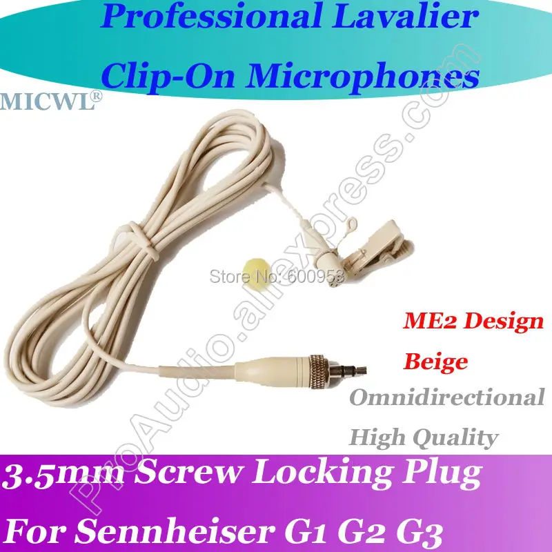 MICWL Beige Wireless Lavalier Lapel Microphone for Sennheiser G1 G2 G3 Mic System
MICWL Beige Wireless Lavalier Lapel Microphone for Sennheiser G1 G2 G3 Mic System