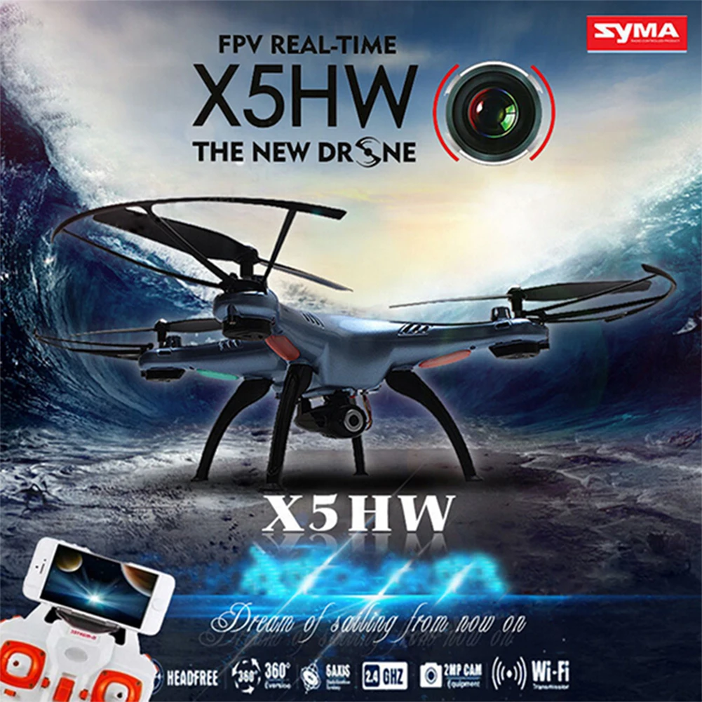 SYMA X5HW Wifi FPV Дрон с 2.0MP HD камерой 360 Eversion CF режим Hover функция RC Квадрокоптер
SYMA X5HW Wifi FPV Дрон с 2.0MP HD камерой 360 Eversion CF режим Hover функция RC Квадрокоптер