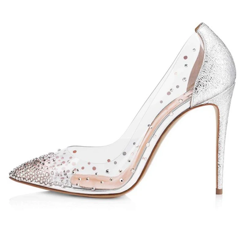 Fashion Silver Clear Pointed Toe Heels Rhinestones Stiletto Heel Pumps Women Wedding Shoes Party High Heels 12cm Size 35-43
Fashion Silver Clear Pointed Toe Heels Rhinestones Stiletto Heel Pumps Women Wedding Shoes Party High Heels 12cm Size 35-43