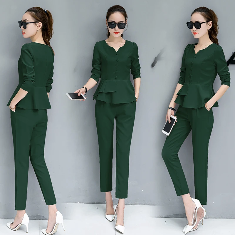 autumn suit two-piece clothing set korean fashion long-sleeved pullover button top slim pants spring outfit office lady S-XL
autumn suit two-piece clothing set korean fashion long-sleeved pullover button top slim pants spring outfit office lady S-XL