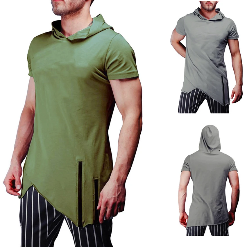 New Summer Men's Short Sleeve T-shirt with Fashionable Asymmetric Hem Tee Shirt Zipper Design Hat Male T-shirt Clothing Tops
New Summer Men's Short Sleeve T-shirt with Fashionable Asymmetric Hem Tee Shirt Zipper Design Hat Male T-shirt Clothing Tops