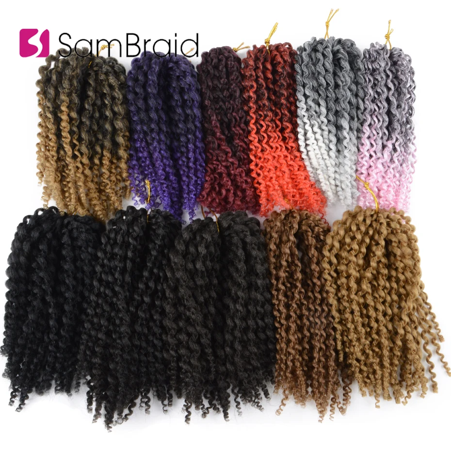 

SAMBRAID kinky Twist Hair Crochet Braids Ombre Braiding Hair Marlybob Synthetic Hair 8 inches Curly Crochet Hair Extensions