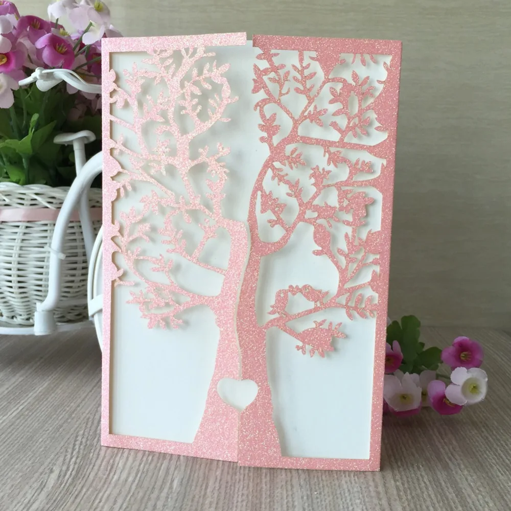 100pcs chic glitter paper wedding party invitaiton card wedding place cards latest invitation card laser cut tree with love bird
100pcs chic glitter paper wedding party invitaiton card wedding place cards latest invitation card laser cut tree with love bird