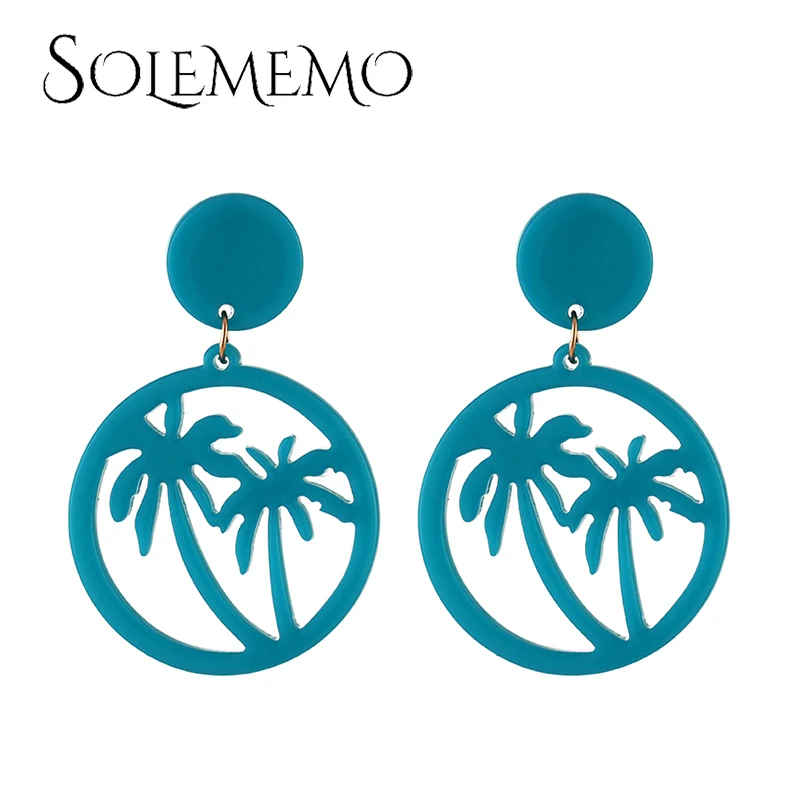 Женские флуоресцентные серьги solemo неоновые в виде кокосового дерева вечерние