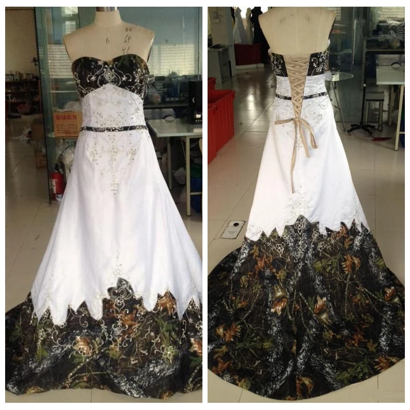 Sweetheart Camo Wedding Dresses A-Line Camouflage Beaded Bridal Gowns 2019 Real Photos Camouflage Vestidos De Marriage
Sweetheart Camo Wedding Dresses A-Line Camouflage Beaded Bridal Gowns 2019 Real Photos Camouflage Vestidos De Marriage