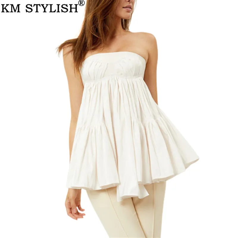 2019 Summer Sexy Tube Top Camis & Tank Unsleeved Irregular Hem Joker Outerwear Pleated White Yellow Women Tops
2019 Summer Sexy Tube Top Camis & Tank Unsleeved Irregular Hem Joker Outerwear Pleated White Yellow Women Tops