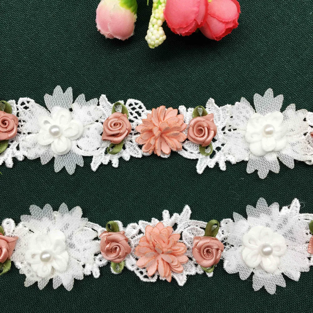 2yard Soluble White and Pink Pearl Rose Flower Lace Fabric Trim Ribbon Sewing Craft Embroidered For Costume Hat Shoes Decoration
2yard Soluble White and Pink Pearl Rose Flower Lace Fabric Trim Ribbon Sewing Craft Embroidered For Costume Hat Shoes Decoration