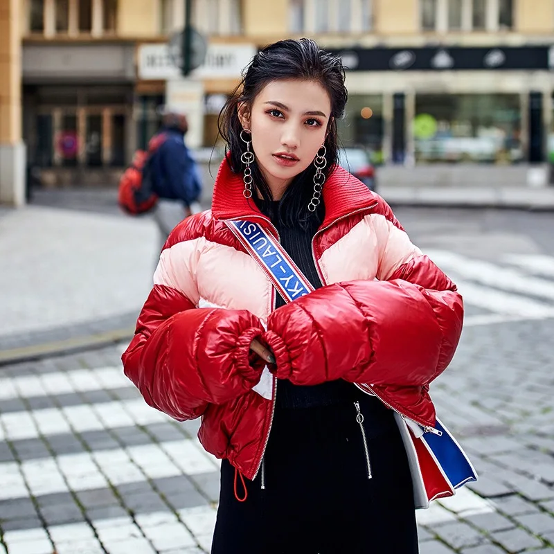 2019 Autumn Winter Original Design Gloria&ampGrace Red Patchwork Pink Casual Fashion StreetStyle Parka Coat Haute Couture Outerwear | Женская