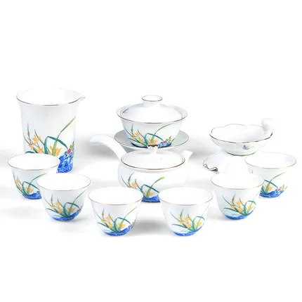 Japanese-style orchid tea sets Kung Fu tea sets household ceramic tea with simple blue and white porcelain
Japanese-style orchid tea sets Kung Fu tea sets household ceramic tea with simple blue and white porcelain