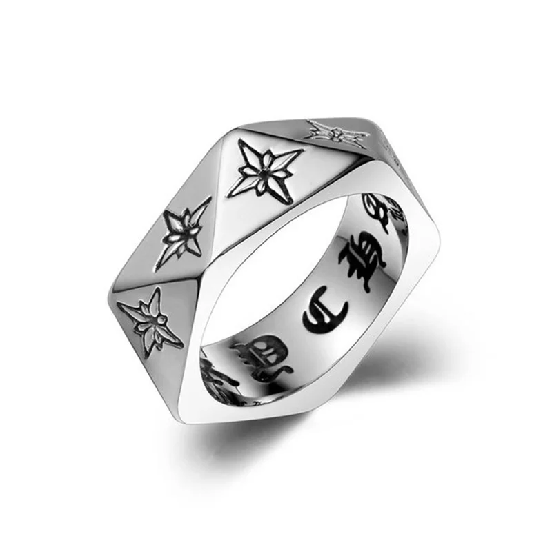 Ataullah Gothic Pentagon Ring Male Domineering Exaggeration Titanium Steel Punk Rock Finger Jewelry for man RW035 | Украшения и