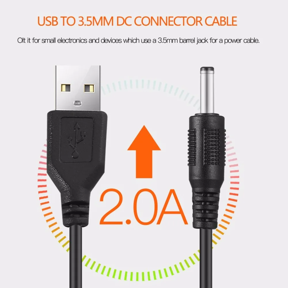 80 см USB 2 0 Тип Мужской 3 5 мм DC разъем питания баррель в кабель черный оптовая