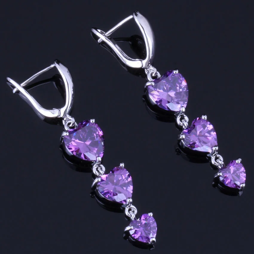 Super Heart Shaped Purple Cubic Zirconia Silver Plated Drop Dangle Earrings V0800
Super Heart Shaped Purple Cubic Zirconia Silver Plated Drop Dangle Earrings V0800