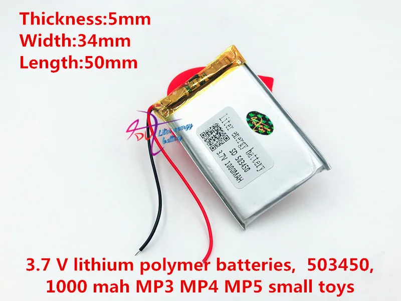 1000mAh Polymer Lithium Rechargeable battery Li-ion Lipo battery 3.7V 503450 for smart phone DVD mp3 mp4
1000mAh Polymer Lithium Rechargeable battery Li-ion Lipo battery 3.7V 503450 for smart phone DVD mp3 mp4