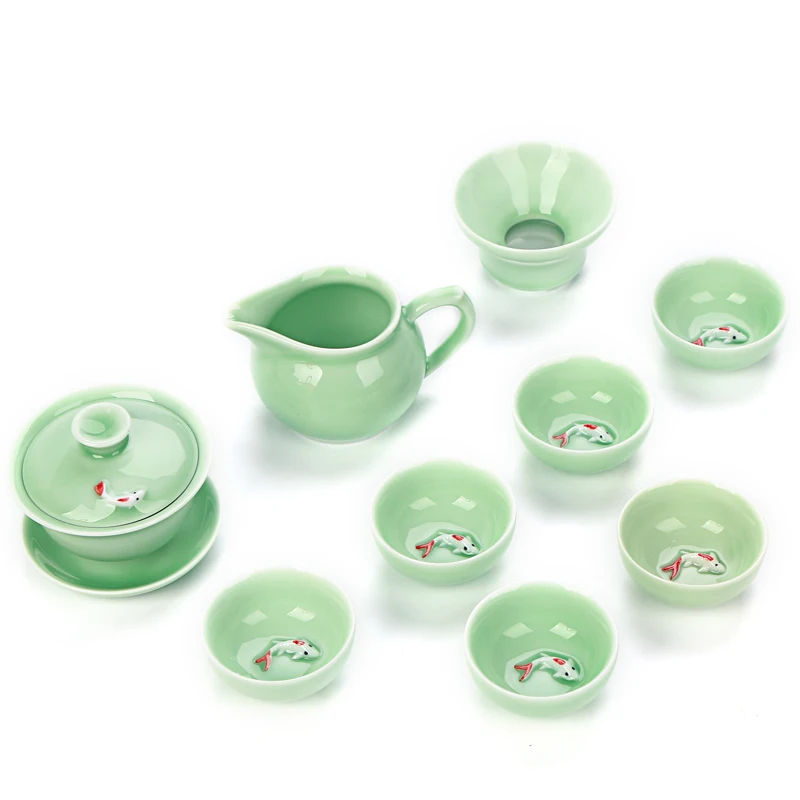 Celadon tea set Cover Bowl Teapot FishTea Cup Set Longquan Celadon Color Carp Tea Set Special Offer Free Shipping
Celadon tea set Cover Bowl Teapot FishTea Cup Set Longquan Celadon Color Carp Tea Set Special Offer Free Shipping