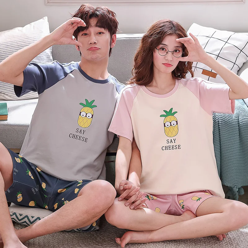 Summer Sleepwear Cotton Cartoon Couple Pajamas Set Short Sleeve Round Neck Casual Cute Plus Size M-3XL Homewear Clothing Pajamas
Summer Sleepwear Cotton Cartoon Couple Pajamas Set Short Sleeve Round Neck Casual Cute Plus Size M-3XL Homewear Clothing Pajamas