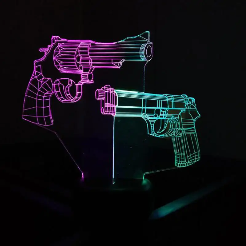 Revolver And Gun Table Moderne Desk Lamp Creative Led Stereo Lovely 7 color change Table Lamp For Bedroom 3d Visual Night Light
Revolver And Gun Table Moderne Desk Lamp Creative Led Stereo Lovely 7 color change Table Lamp For Bedroom 3d Visual Night Light