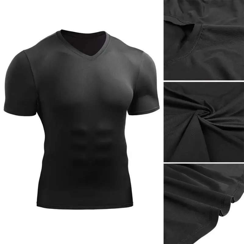 Men tight-fitting V-neck sports T-shirt Compression Gym fitness clothing running high elastic quick-drying short sleeve
Men tight-fitting V-neck sports T-shirt Compression Gym fitness clothing running high elastic quick-drying short sleeve