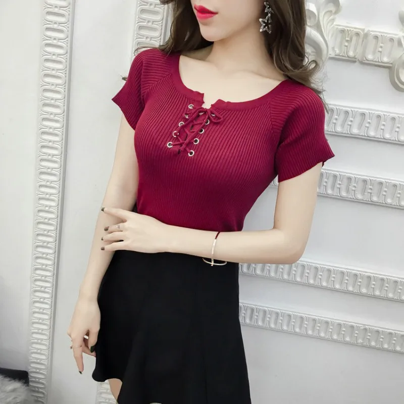 2019 New Summer Women Sweetly Solid Short Sleeved Knitted T Shirt One Size Female Slim Tops Dropshipping
2019 New Summer Women Sweetly Solid Short Sleeved Knitted T Shirt One Size Female Slim Tops Dropshipping