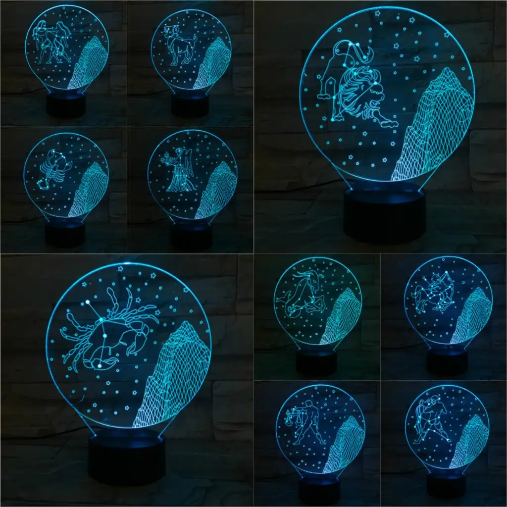 Constellation Lamp Capricorn Decorative 3D Night Light LED Bulb Multicolor Flash Prop Christmas Gift Children's Battery Operated
Constellation Lamp Capricorn Decorative 3D Night Light LED Bulb Multicolor Flash Prop Christmas Gift Children's Battery Operated