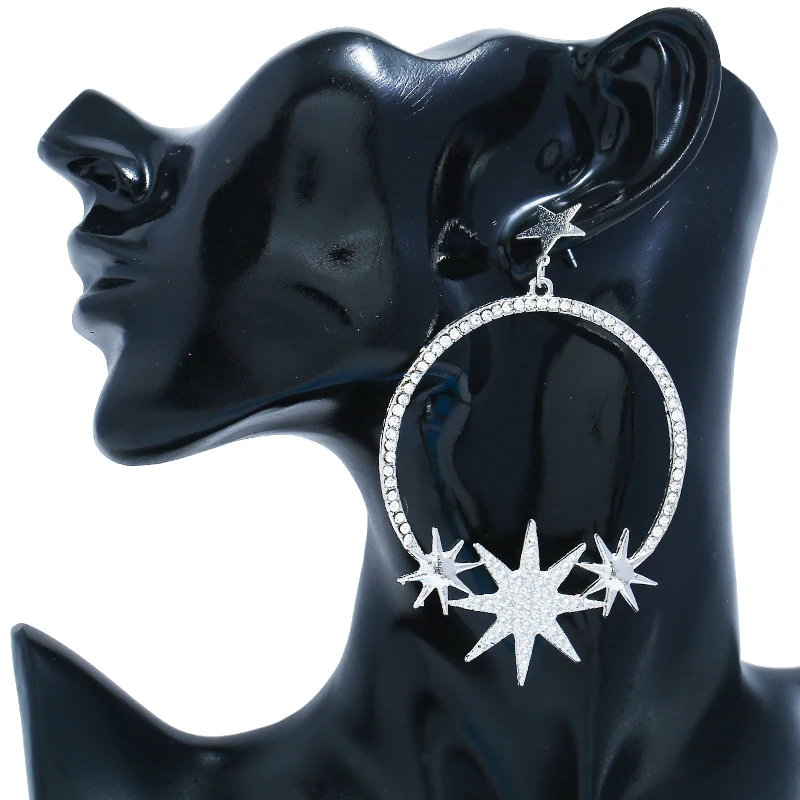 Fashion Creative All-match Crystal Rhinestone Round Cutout Ornament Eardrop Women's Street Shoot Stars Earrings Glamour Jewelry
Fashion Creative All-match Crystal Rhinestone Round Cutout Ornament Eardrop Women's Street Shoot Stars Earrings Glamour Jewelry