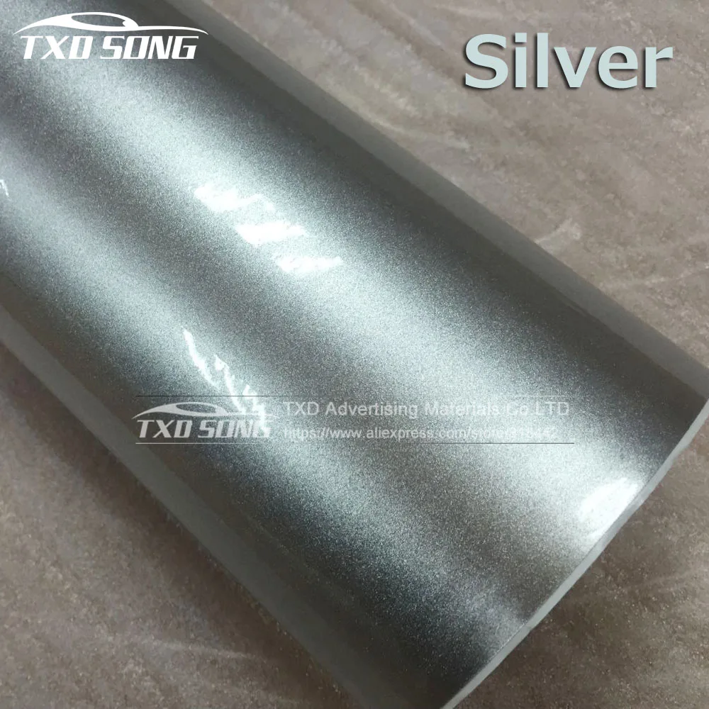 High glossy Silver Metallic pearl film for Car body decoration Glossy Metallic pearl glitter vinyl Size: 10/20/30/40/50/60x152CM 
High glossy Silver Metallic pearl film for Car body decoration Glossy Metallic pearl glitter vinyl Size: 10/20/30/40/50/60x152CM