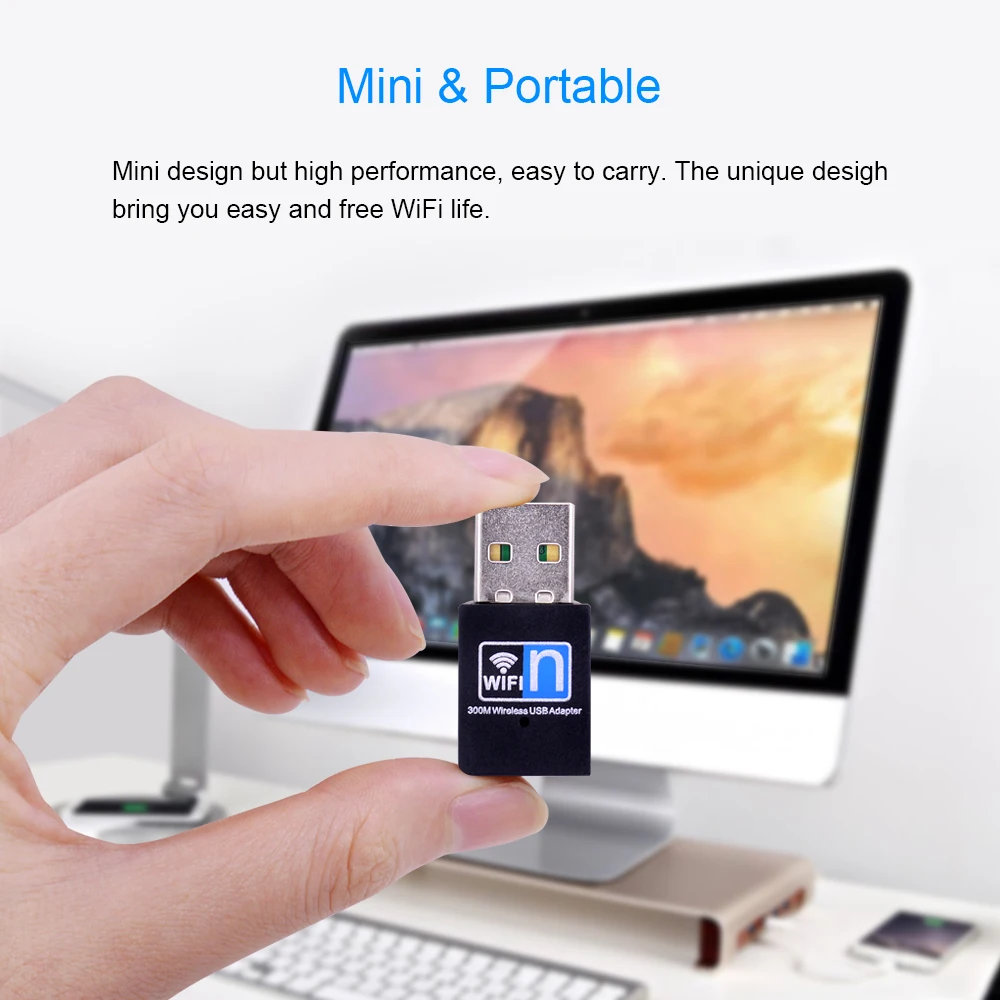 CHIPAL Mini USB WiFi адаптер 300 Мбит/с беспроводная сетевая карта 802.11n 2 4 ГГц Антенна LAN Ethernet