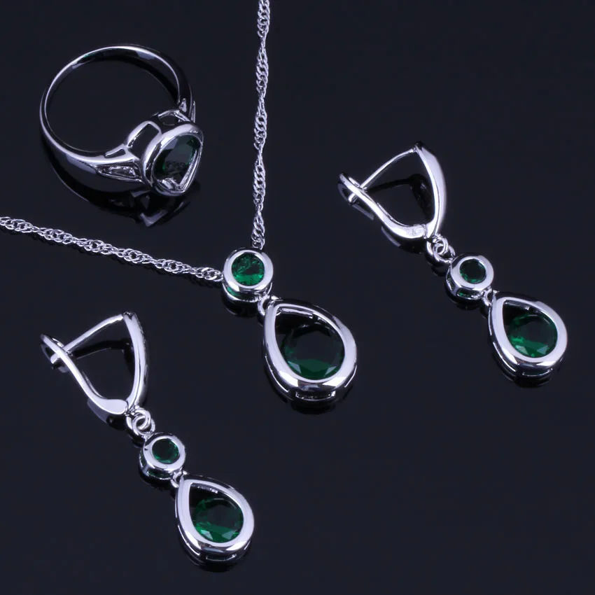 Ravishing Water Drop Green Cubic Zirconia Silver Plated Jewelry Sets Earrings Pendant Chain Ring V0995
Ravishing Water Drop Green Cubic Zirconia Silver Plated Jewelry Sets Earrings Pendant Chain Ring V0995