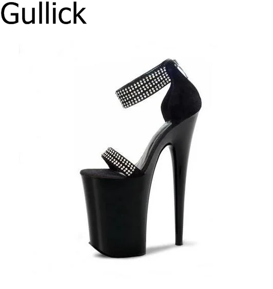 Women Black Patent Leather Ankle Warp Platform Sandals Summer Fashion Crystal Decoration Back Zipper Sky High Heel Party Shoes
Women Black Patent Leather Ankle Warp Platform Sandals Summer Fashion Crystal Decoration Back Zipper Sky High Heel Party Shoes
