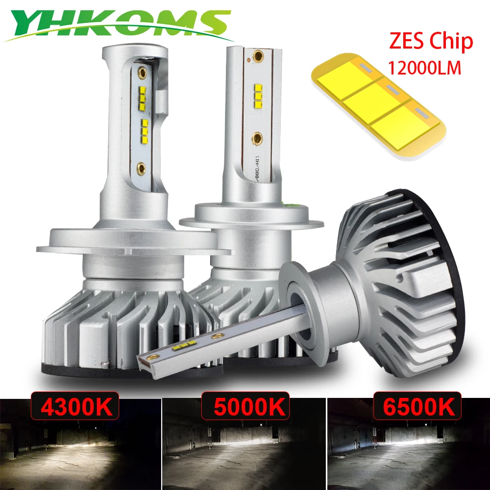 Автомобильная светодиодная мини Фара YHKOMS лампа Canbus H4 H7 4300K 5000K 6500K 60 Вт 9005 лм H1 H3 H8 H9