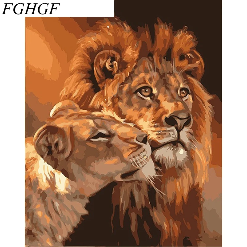 Набор для рисования по номерам на холсте без рамки|lion painting|hand paintedframe picture |